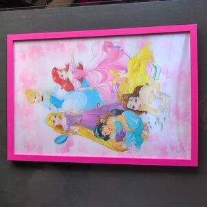 Disney Princesses Lenticular 3D Pink Framed Art 18.5" × 12.75"